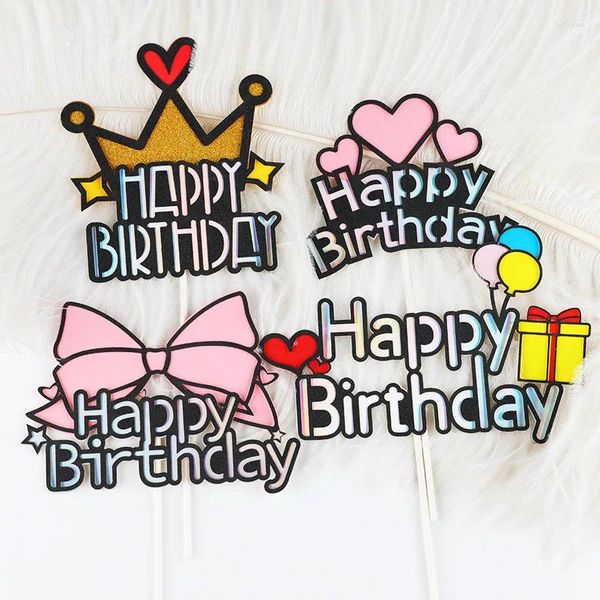 Partyversorgungen Cupcake Topper Flaggen Crown Love Ballon Schmetterling DIY Kinder alles Gute zum Geburtstag Hochzeit Babyparty Backdekoration