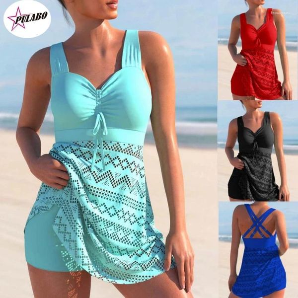 Swimwear's Swimwear Pulabo Summer abbigliamento da spiaggia signore sciolte canotta da bagno tankini dipinto set di bikini sexy a due pezzi