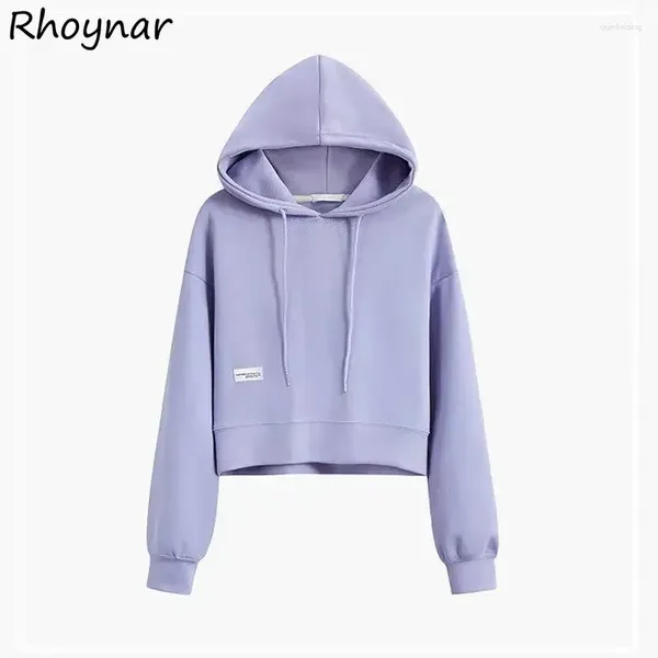 Kadın Hoodies Kırpılmış Kadınlar Şeker Renkleri Sportif Koreli Tepeli Stili Öğrenciler Moda Basit Katı All Maç İns Ulzzang Chic Young