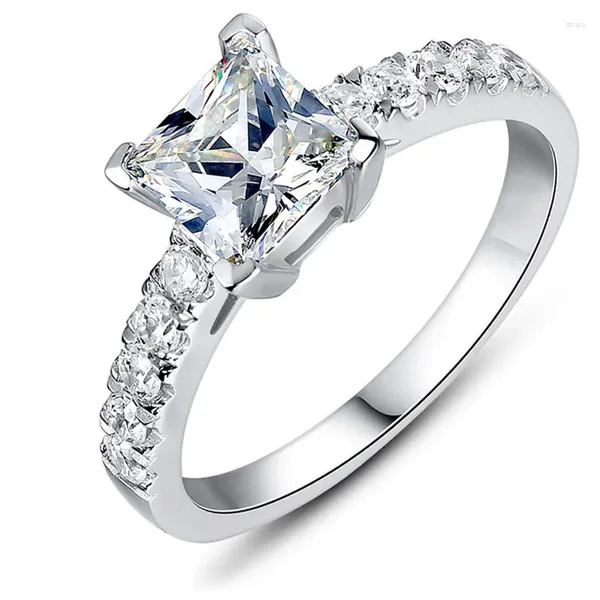 Кластерные кольца Женщины принцесса сокращение обручального обручального кольца Moissanite 1 Sona Diamond S925 Стерлинговое серебро 18K Белое золото.