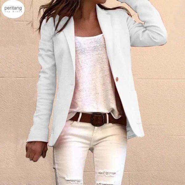 Ternos femininos 2024 Casual Blazer feminino feminino Solid One Button Coats Top Top Office Lady Jacket Femme Aberto Stitch Streetwears