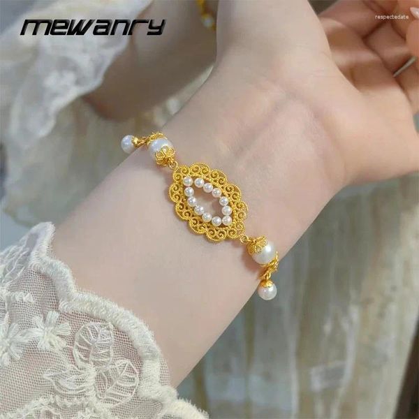 Link -Armbänder Mausthanry Gold Farbe Spitze Bogenknot Perlenarmband für Frauen Mädchen Trendy Vintage Elegant exquisite süße Jubiläum Schmuck Schmuck