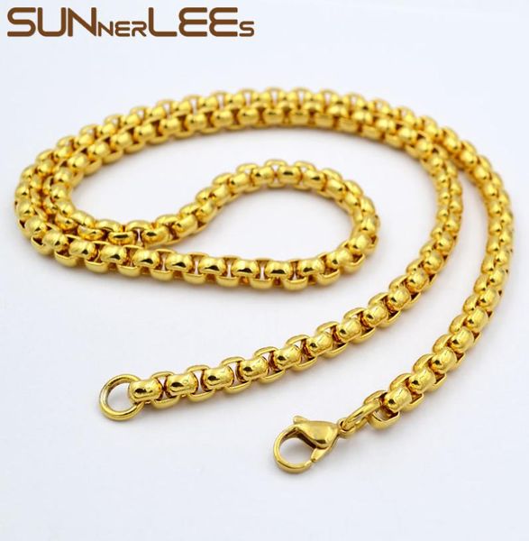 Gioielli di moda 3mm 5mm 7 mm Gold Colore in acciaio inossidabile in acciaio in acciaio per perle catena di collegamento in stile per uomo SC17 N9690418