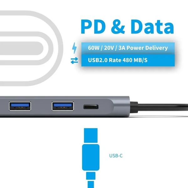 NEU 2024 USB C-Hub USB 3.0 Hub Typ C USB Splitter USB-C 3.1 Multi-Port-Dock-Adapter für Mac Book Pro Air IMAC PC Computerzubehör für For