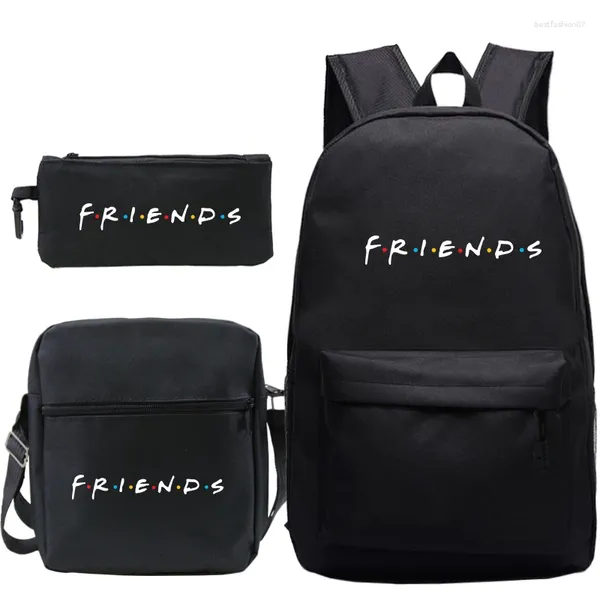 Zaino mocchila amici amici zaini da 3 pezzi set adolescenti per ragazzi borse borse da viaggio unisex borse da viaggio