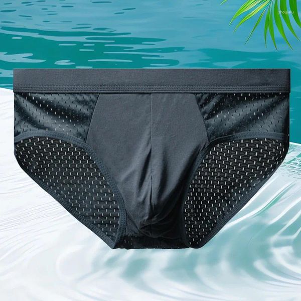 Underpants 1pc senza soluzione di continuità mutandine da uomo a seta traspirante in rete di seta a metà vita