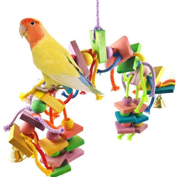 Treinamento de pássaros para animais de estimação Toys Pet Parrot Toys Wooden Holding Cage Toys for Parrots Bird Funny Hanging Standing Toy8294060