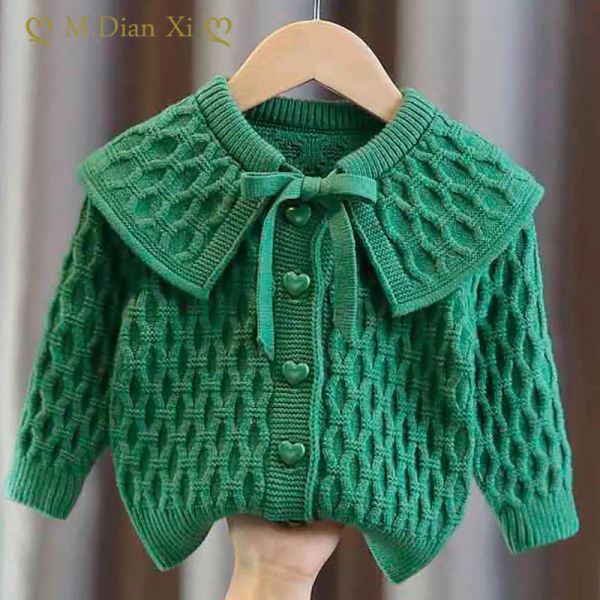 Abiti maglione per bambini per ragazze a SpringAutumn 2023 Cappello per celebrità online nuovi per bambini per ragazze Cardigan Cardigan Cardigan Abiti per bambini