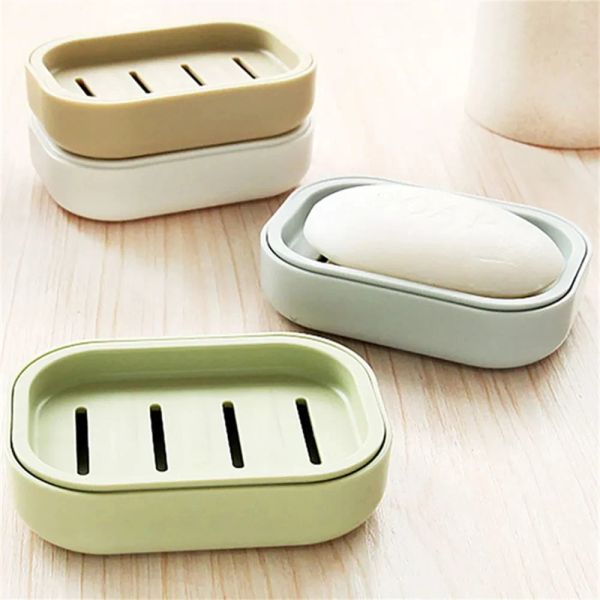 Imposta 1 pezzi di sapone portatile Piatti di sapone in plastica Doublelayer Borsa da bagno per vasca da bagno per bagno con copertura