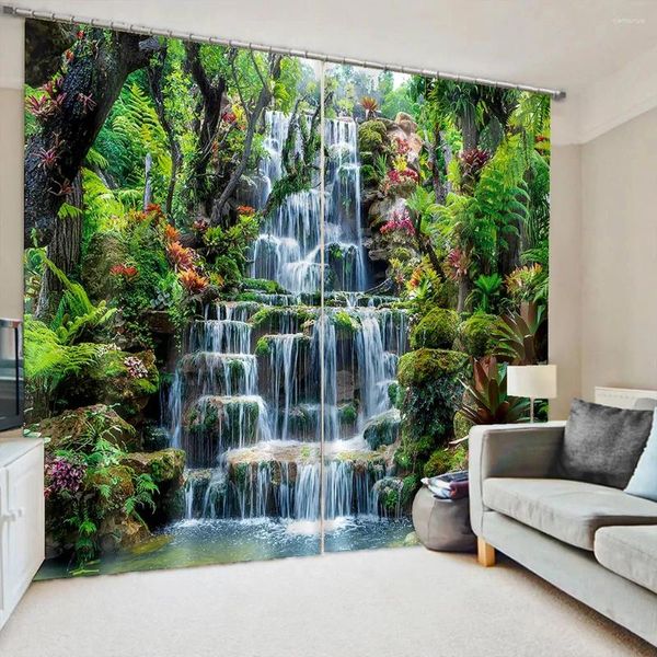 Tende scenario naturale foresta paesaggio cascata tende da finestra tende per soggiorno camera da letto bagno kicthen porte decorazioni per la casa2pcs