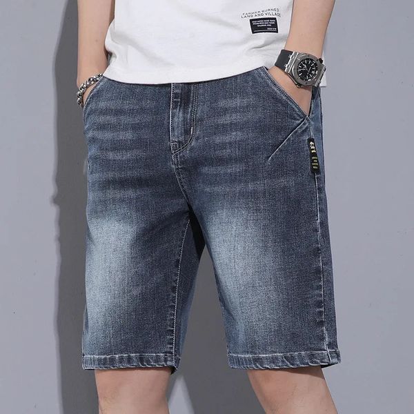 Summer Blue Men Denim Shorts de alta qualidade shorts masculinos se encaixam em shorts jeans casuais tamanho 28-38 240416