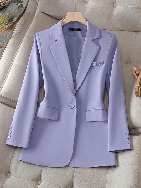 Ternos femininos Blazers elegantes blazer roxo para mulheres outono inverno 2024 Escritório Ladies Mangas compridas Jaquetas coreanas de moda casual casual