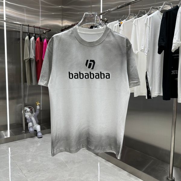 T-shirt maschile da uomo T-shirt T-shirt Luxury Pure Cotton Letter Spesso Piatto di incisione piatto Maglietta classica Fashi