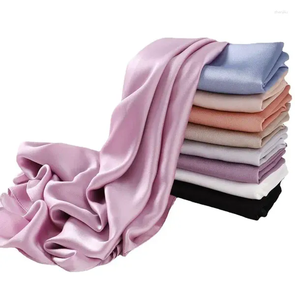 Schals Fashion Satin Chiffon Hijab Langer Schal für muslimische Frauen Solid Farbe Luxus Bandana Party Kopftücher Schals Kopfbedeckung Wraps