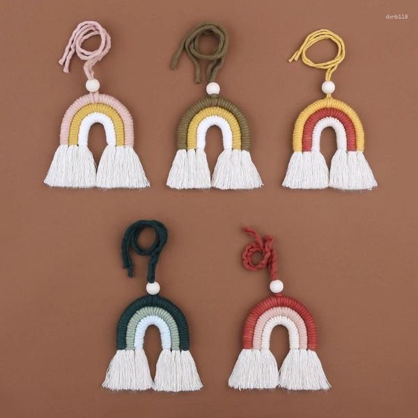 Dekorative Figuren 3 Linien Makrame Regenbogen Hanging Ornament DIY Seil handgefertigt gewebt