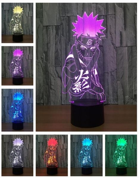 Naruto Anime 3D Night Light Creative Illusion 3D лампа Светодиод 7 Цвета смена лампа для дома для Kid039S День рождения рождественские подарки 9484896