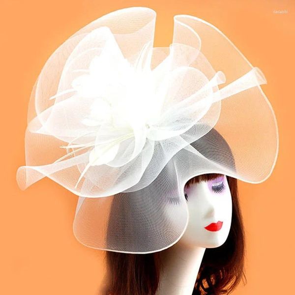 Cabeças de cabeça 2024 Chapéus de casamento vintage Chapéus de noiva Dinner Party Face Véils Bird CAGA NETME MULHERES Fascinador Oversize Hair Acessórios