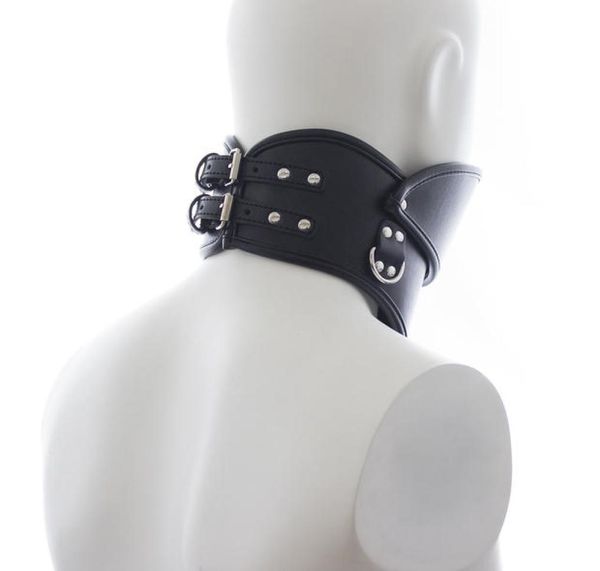 2016 Neuankömmlinge PU -Lederhalskragen Sex Fetisch Bondage Halskette Erotische Kapuzenmaske Halsrückhalte Audlt Sex Toys Choker Q05069738143