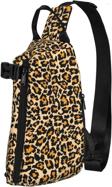 Backpack Animal Leopard Sling Crossbody Bag Travel Tamada Daypack ombro de ombro para mulheres homens