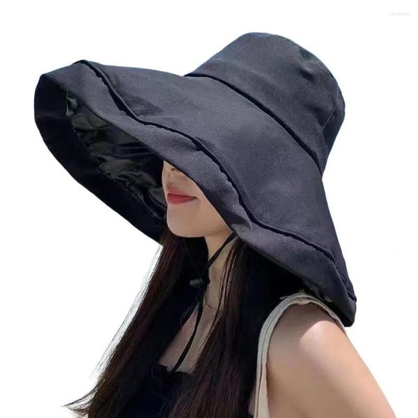 Cappelli larghi brim pieghevoli da spiaggia da spiaggia solare elegante pescatore di protezione femminile con grande design anti-uv per all'aperto