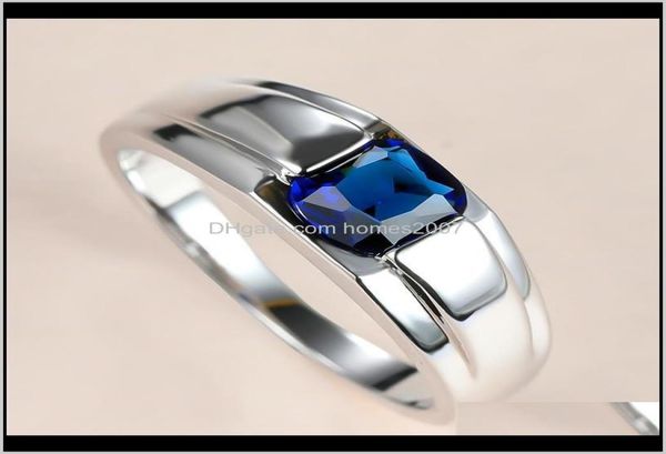 Jóias de joalheria masculino machos machos azul anel de cristal charme serier color wedding clássico quadrado zircão de pedra anéis de noivado para homens homens dr5300643