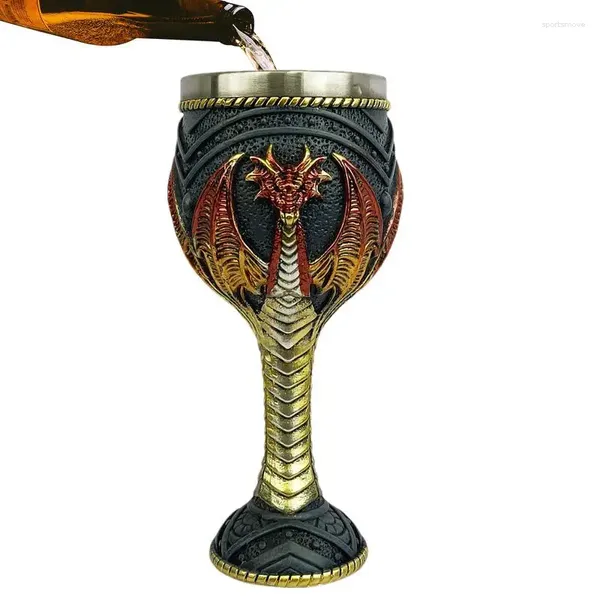 Крупки творческий средневековый драконский смола кубка кубки кубка из нержавеющей стали для друга вино для друга