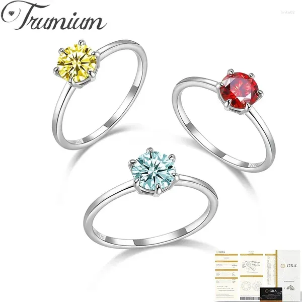 Cluster Rings Trumium 1ct D Grade VVS Цвет Moissanite Ring с сертификатом GRA Real Sterling Silver 925 для женщин -свадеб