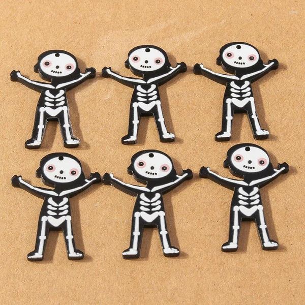 Charms 5pcs süße Harz Halloween Skelettschädel Anhänger für Schmuck Making Ohrringe Halskette DIY Accessoires Lieferungen