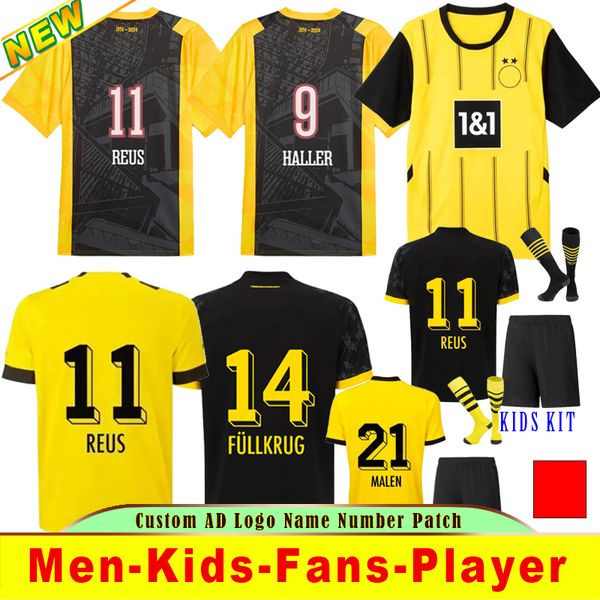 Dortmunds Soccer Maglie Kit Kit Kit quarto 4 ° Speciale Sancho 24 25 Coppa Trikot 50 ° Anniversario Shirt Football Away Away Third Haller Reus Moukoko Brandt Set