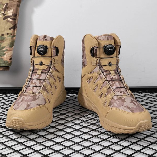 Men Boots Tactical Botas Militares Sapatos Casuais Couro SWAT Exército Botagem Motocicleta Botas de Combate SlipTrekking Botas 240418