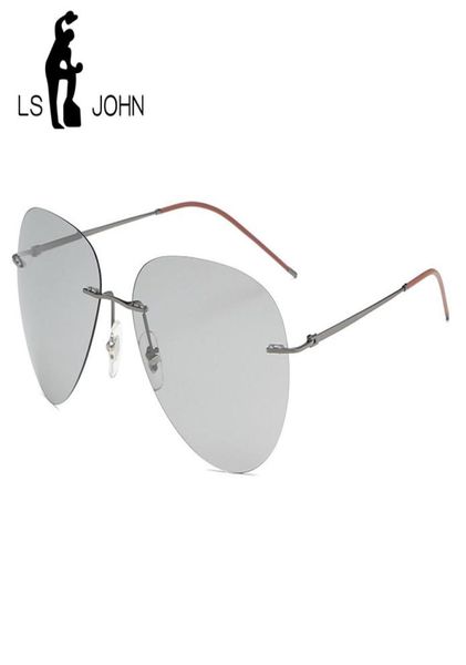 LS John Pilot Pochromic Polarized Sunglasses Men Men Designer Vintage Sultralight Rimless Titanium Sun Glasses для женщин Q01211382752
