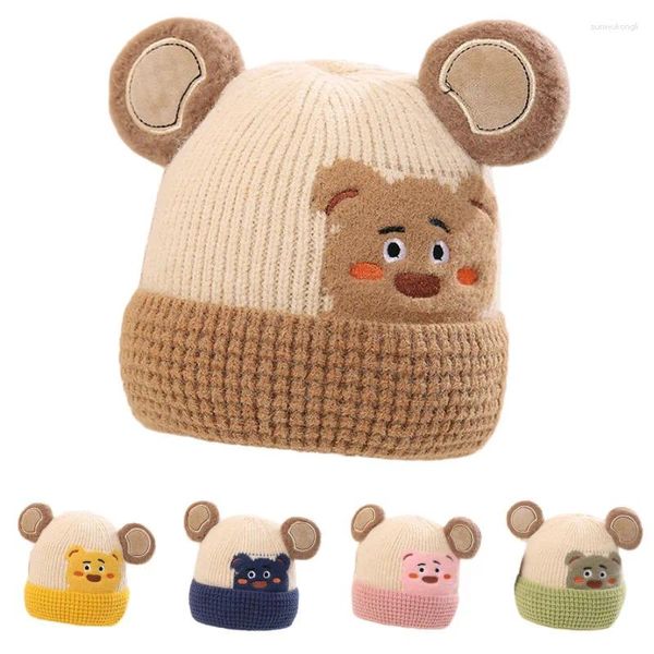 I berretti fanno le orecchie grandi cappello invernale per ragazzi berretti da cartone animato orso cappelli da berretto a maglieria calorosi berretti per le ragazze per bambini da 2 a 6 anni