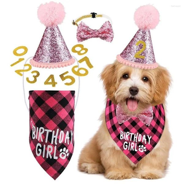 Hundekleidung 1 Set Pet Birthday Pailletten Hat Verstellbare dekorative Katzenfliege Triangle Schalmittelversorgung