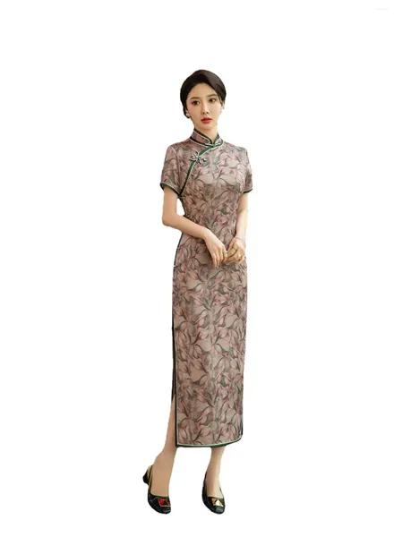 Roupas étnicas Cheongsam Slimming Dress Dress Dress Banquet Tang Suit de noivado de temperamento retrô bainha da noite