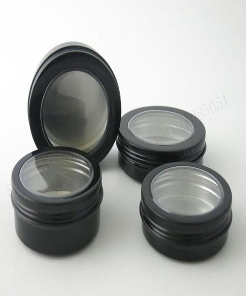 Neues Design 12pcslot 60G80G100G150G leer Aluminiumglas Make -up -Hüllen Probe JAR -Behälter Black Metall -Dose für Kosmetik1986958