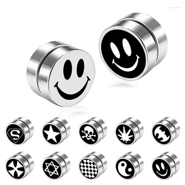 Bolzenohrringe 1 PC Punk Mens Strong Magnet Magnet Runde Ohrstollen nicht durchdringende gefälschte Ohrhörer Schmuckzubehör