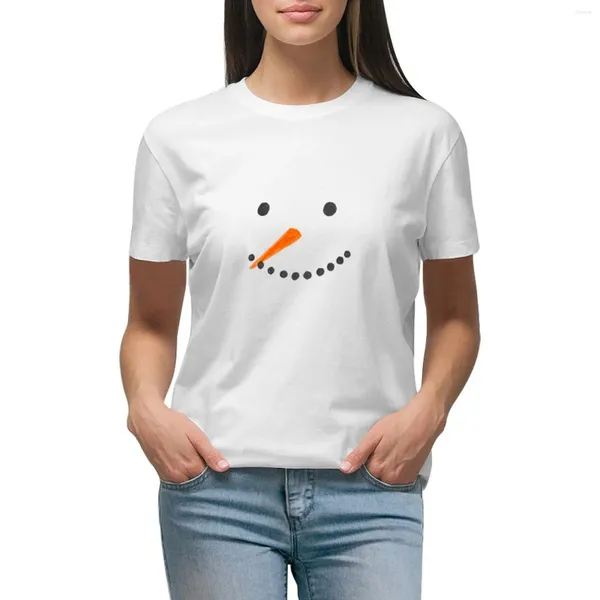 Frauen Polos Schneemann Gesicht T-Shirt Sommerkleidung Hemden Grafische T-Shirts Süßes Tops Kleid für Frauen lange