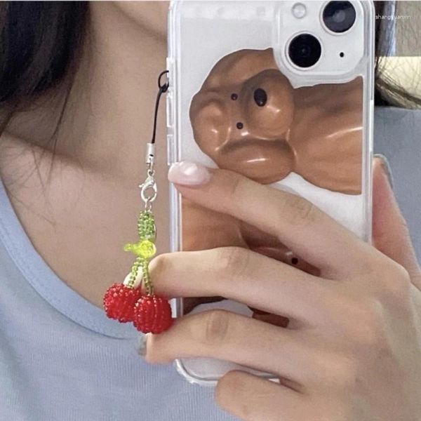 Chaveiros adoráveis e vibrantes charme de cereja Handcraft Keychain Ornament Acessory for Youngsters Pography entusiastas