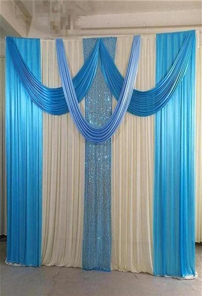 Decorazione per feste 3MX3M Design Wedding Stage Backdrop Curtain con paillettes con Swags Birthday270K287P7456173