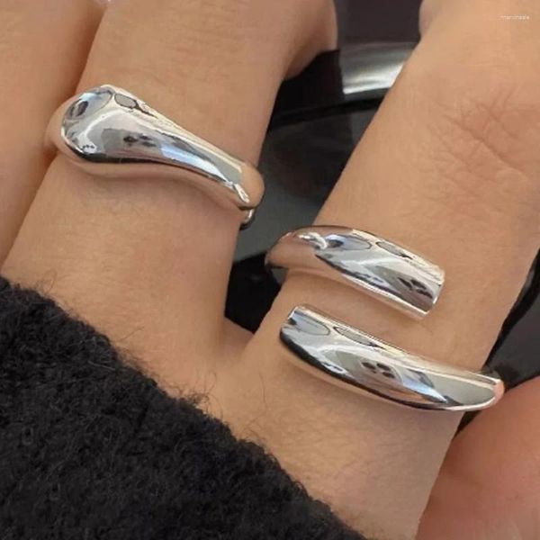 Anelli a grappolo BF Club 925 Anello in argento sterling per donne gioielli ovali semplici apri giù di compleanno di allergie fatte fatte a mano