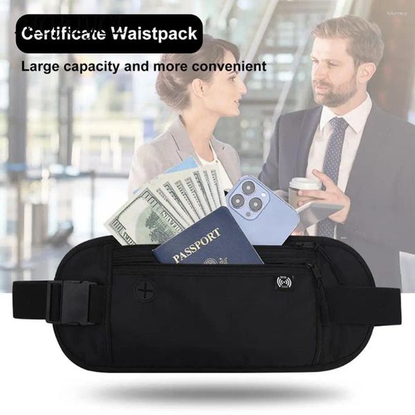 Bolsas de cintura bolsa de telefone celular bolsa de dinheiro impermeável Pacote portátil portátil de duas camadas de zíper de passaporte carteira de armazenamento para fitness