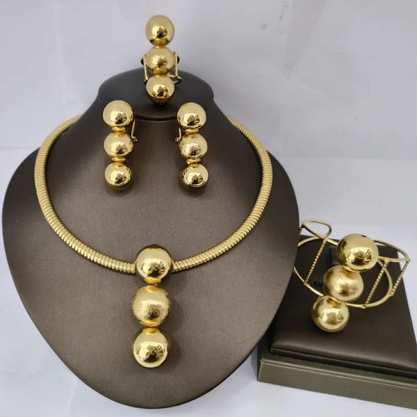 Серьги из бусин с золотым цветом дубая пантиент для женских ювелирных ювелирных украшений Эфиопия свадебное ожерелье кольцо кольцо на вечеринке рождественский подарок 240423
