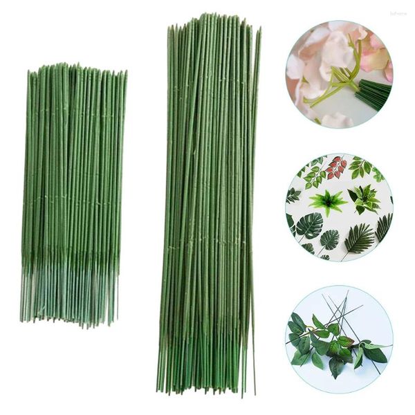 Dekorative Blumen 100 PCs Blumenunterstützung für Partyzweige gefälschte Blumenstangenhochzeiten Plastikkünstlern Simulations Kit Stängel Stiele