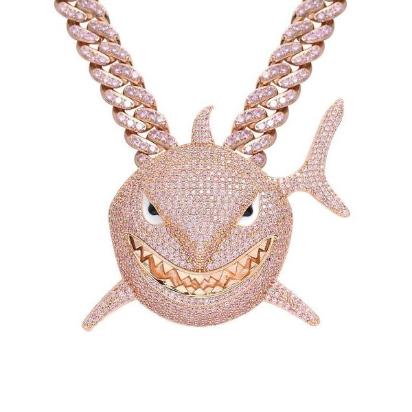 Nuova Trend di personalità esagerata a ciondolo rosa rosa a pendente rosa 925 collana hip hop argento