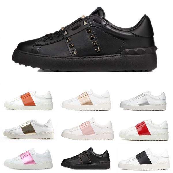 Designer masculino Mulheres vestem sapatos casuais luxuris com tops baixos picos cravejados moda camurça couro preto prateado feminino de tênis plana tênis de festa EUR 35-45