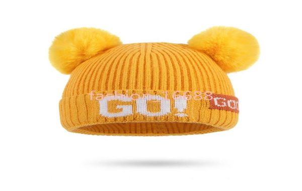 Bambini autunnali e invernali039 Cappello in maglia 2020 Nuova lettera calda per cappello di lana a maglia per bambini039s Bare a doppia lana Cap8785192