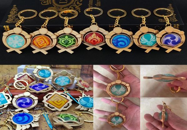 Игра Genshin Impact Vision Lnazuma Ganyu Keqing Wendi Siao Клавичный матч Luminous 7 Element S Eye of Original God Toy Keyring2049206