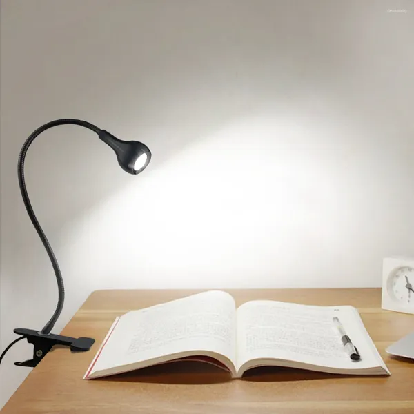 Lampade da tavolo Interruttore a clip LED flessibile USB USB Lettura ricaricabile scrivania camera da letto leggera laptop per decori per la casa luci