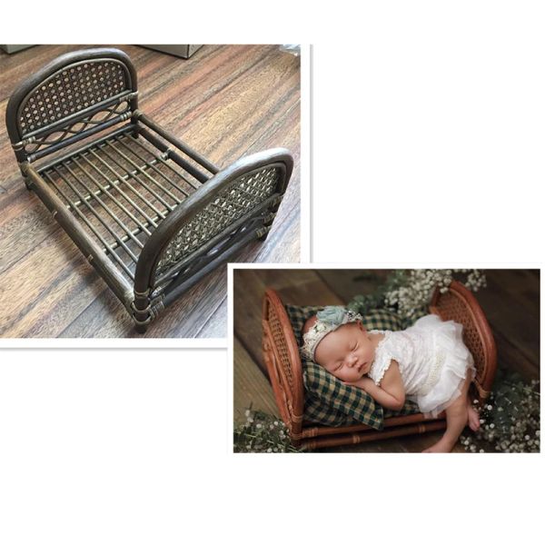 Netting Neugeborene Fotografie Requisiten Baby Foto Bett Vintage gewebtes Rattankorb Posing Bett Stuhl Sofa Fotoshootte Studio Accessori