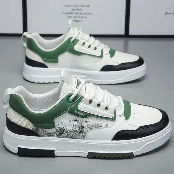 2024 scarpe bianche traspirabili estive versatili scarpe casual basse mesh scarpe da tavolo sportive verde gai